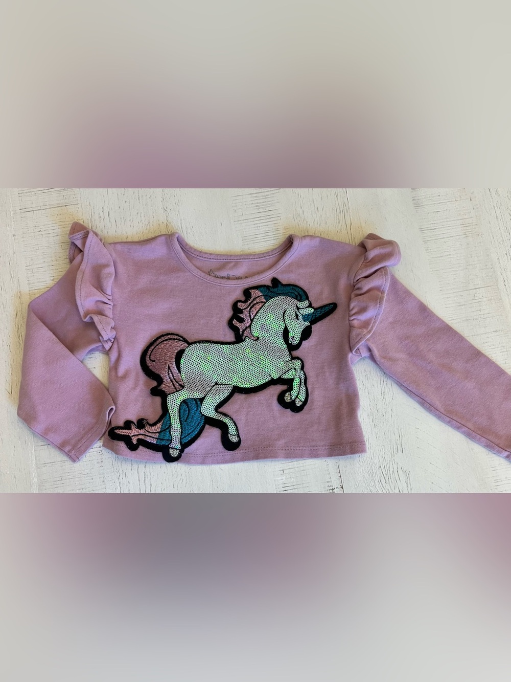 Pippa & Julie Lavender Long-Sleeve Top with Shimmering Unicorn